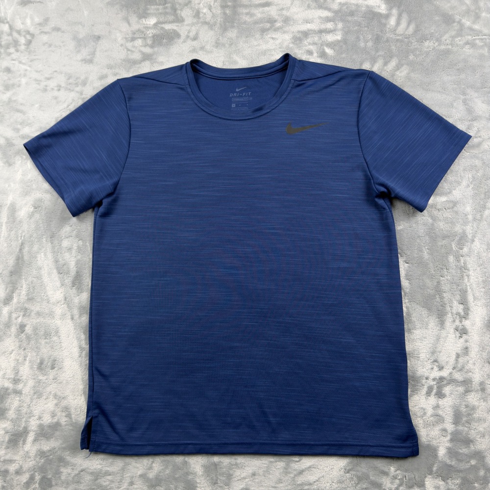 Nike Dri-FIT Mens Blue Heathered Space Dye Training Shirt Medium Standard Fit
